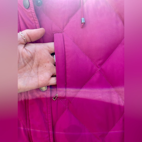 Petite Lands' End Faux-Fur Hood Down Winter Coat Size L/P 14-16 - Picture 10 of 16